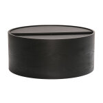 Miliboo table basse ronde bois noir avec plateau pivotant et rangement d80 cm dali