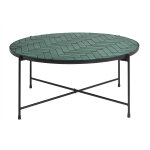 Miliboo table basse ronde en cramique vert fonc et mtal noir d80. 5 cm kotta
