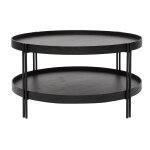 Miliboo table basse ronde design bois noir et m�tal noir d80 cm twice