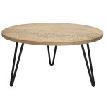 Miliboo table basse ronde grave bois manguier massif et mtal noir d80 cm vibes