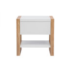 Miliboo table de chevet blanc et bois clair fr�ne massif armel