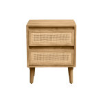 Miliboo table de chevet en bois manguier massif et cannage rotin avec rangements 2 tiroirs acange