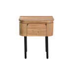 Miliboo table de chevet en bois massif et m�tal noir avec tiroir napoli