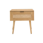 Miliboo table de chevet finition bois clair, cannage rotin et m�tal noir manille