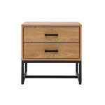 Miliboo table de chevet avec rangements 2 tiroirs finition bois clair ch�ne et m�tal noir lovato