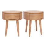 Miliboo tables de chevet rondes en bois clair avec tiroir (lot de 2) judith