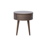 Miliboo table de chevet ronde en bois fonc� avec tiroir judith