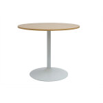 Miliboo table à manger design ronde en bois clair chêne et métal blanc d90 cm calista Miliboo table à manger design ronde en bois clair chêne et métal blanc d90 cm calista
