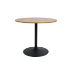 Miliboo table à manger design ronde en bois clair chêne et métal noir d90 cm calista Miliboo table à manger design ronde en bois clair chêne et métal noir d90 cm calista