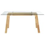 Miliboo table � manger design en verre transparent et bois clair l160 cm bacco