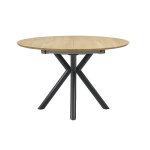 Miliboo table � manger ronde extensible en bois clair ch�ne massif et m�tal l120 - 170 cm olga