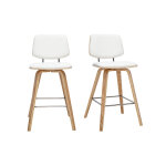 Miliboo tabourets de bar blancs et bois clair h66 cm (lot de 2) segur