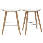 Miliboo tabourets de bar bois clair et blanc h65 cm (lot de 2) meadow