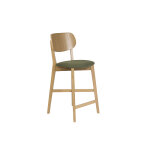 Miliboo tabouret de bar en bois clair ch�ne et tissu effet velours textur� vert kaki h65 cm lucia