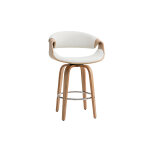 Miliboo tabouret de bar design blanc et bois clair 65 cm aramis