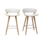 Miliboo tabourets de bar design blanc et bois clair h65 cm (lot de 2) syrah