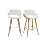 Miliboo tabourets de bar design blancs et bois clair h70 cm (lot de 2) clash Miliboo tabourets de bar design blancs et bois clair h70 cm (lot de 2) clash