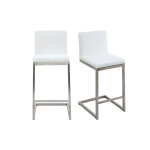 Miliboo tabourets de bar design blancs avec pieds m�tal h66 cm (lot de 2) stellar