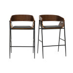 Miliboo tabourets de bar design bois fonc et mtal noir (lot de 2) wess