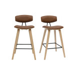 Miliboo tabourets de bar design marron et bois clair h69 cm (lot de 2) vasco