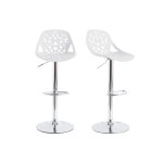 Miliboo tabourets de bar design avec motif baroque blanc (lot de 2) barocca