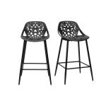 Miliboo tabourets de bar design avec motif baroque noir h66 cm (lot de 2) barocca