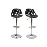 Miliboo tabourets de bar design avec motif baroque noir (lot de 2) barocca