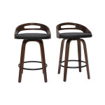 Miliboo tabourets de bar design noirs et bois foncé 65cm (lot de 2) mano Miliboo tabourets de bar design noirs et bois foncé 65cm (lot de 2) mano