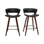 Miliboo tabourets de bar design noir et bois fonc h65 cm (lot de 2) syrah