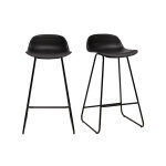 Miliboo tabourets de bar design noirs h65 cm (lot de 2) ella