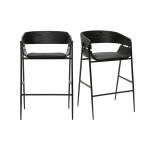 Miliboo tabourets de bar design noirs (lot de 2) wess