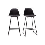 Miliboo tabourets de bar design noirs pieds m�tal h66 cm (lot de 2) franz