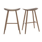 Miliboo tabourets de bar design noyer h72 cm (lot de 2) demory