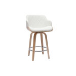 Miliboo tabouret de bar design pivotant 360 blanc et bois clair h65 cm lucien