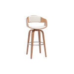Miliboo tabouret de bar design pivotant blanc et bois clair h65 cm gao