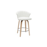 Miliboo tabouret de bar design pivotant blanc et bois clair h65cm albin