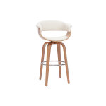 Miliboo tabouret de bar design pivotant blanc et bois clair h67 cm oktav