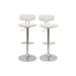 Miliboo tabourets de bar design rglables blanc et bois clair (lot de 2) vasco
