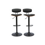 Miliboo tabourets de bar design rglables noir et bois fonc (lot de 2) vasco