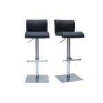 Miliboo tabourets de bar design r�glables noir et inox bross� (lot de 2) sheina