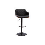Miliboo tabouret de bar design rglable pivotant 360 noir et bois fonc lucien
