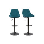 Miliboo tabourets de bar design r�glables velours bleu p�trole (lot de 2) holo
