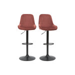 Miliboo tabourets de bar design r�glables velours rouge tomette (lot de 2) holo