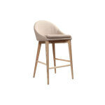 Miliboo tabouret de bar design en tissu beige et bois clair 65 cm dalia
