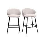 Miliboo tabourets de bar design en tissu effet velours textur� beige et m�tal noir (lot de 2) rosalie ...