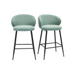 Miliboo tabourets de bar design en tissu effet velours texturé vert céladon et métal noir (lot de 2) ... Miliboo tabourets de bar design en tissu effet velours texturé vert céladon et métal noir (lot de 2) ...