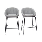 Miliboo tabourets de bar design tissu gris clair 65 cm (lot de 2) sheru
