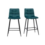 Miliboo tabourets de bar design en velours bleu pétrole h65 cm (lot de 2) maxwell Miliboo tabourets de bar design en velours bleu pétrole h65 cm (lot de 2) maxwell