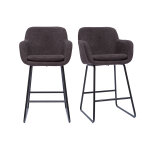 Miliboo tabourets de bar effet velours gris fonc� h65 cm (lot de 2) amika