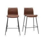 Miliboo tabourets de bar fixes marron aspect vieilli et m�tal noir h65 cm (lot de 2) harold